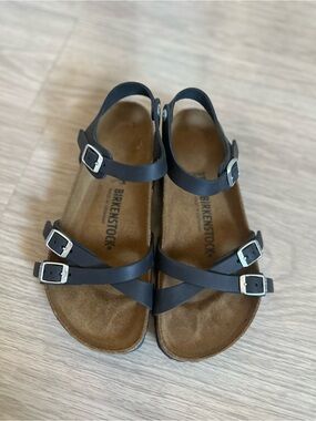 Birkenstock Kumba Oiled Leather Black Buckle Sandals